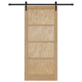 Sliding Door Natural and Black 93 x 211 cm Solid Pine Wood 3333180