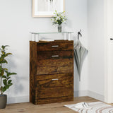 Shoe Cabinet Smoked Oak 63x24x104 cm Engineered Wood 342567