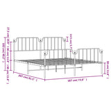 ZNTS Metal Bed Frame with Headboard and Footboard White 180x200 cm Super King 373958