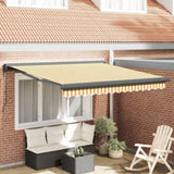 Retractable Awning Yellow and white 300 x 250 cm Fabric, Metal 3329926