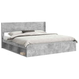 Bed Frame with Storage and Headboard Concrete Grey 180 x 200 cm 3414182