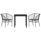 Garden Dining Set 3 pcs Black Poly Rattan 3380890