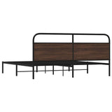 Metal Bed Frame without Mattress Brown Oak 193x203 cm 3318658
