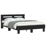 Bed Frame Black Engineered wood Double Durable Bed Frame 3207428