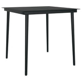 Dining Set Black Powder-Coated Steel, Glass, PVC Hollow Rattan 3099203