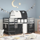 ZNTS Kids' Loft Bed with Tunnel without Mattress White&Black 90x200cm 3206997