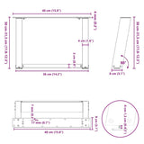 Coffee Table Legs U-Shaped 2 pcs Natural Steel 40x cm Steel 4012743