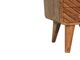 Solid Wood Mini Lille Curved Bedside, 2 Drawers & 1 open Slot, Brown B2743P456252