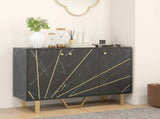 Sideboard Storage Cabinet, Modern Storage Cupboard with Adjustable Shelves and Metal Legs for Living T3398P424915