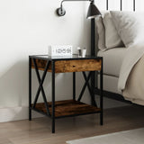 Bedside Table with Infinity LED Smoked Oak 40x40x49 cm 3284098