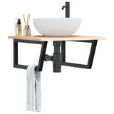 Basin Shelf Wall Mounted Steel and Solid Wood Oak 3302631