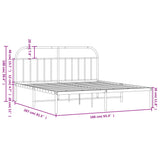 Metal Bed Frame without Mattress with Headboard White 160x200cm 353687