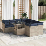9 Piece Garden Sofa Set with Cushions Grey Poly Rattan Acacia 3326132