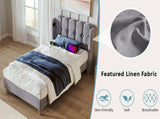 Upholstered Single with USB and Type-C Charging, Frame with Wooden Slatted Frame, Teenager N601P288477G