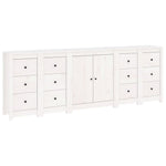 ZNTS Sideboard White 230x35x80 cm Solid Wood Pine 3114085