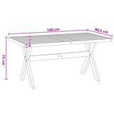 Dining Table NOAIN 160 cm Solid Pine Wood Black Rectangular 42020914