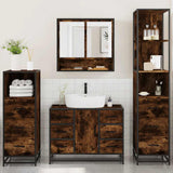 4 Piece Bathroom Furniture Set Smoked Oak Engineered Wood 3301292