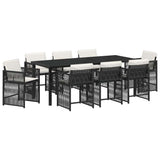 Garden Dining Set 9 pcs Black Poly Rattan 3380772