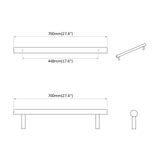 Cabinet Handle 12 pcs Silver 700mm Stainless Steel 864738