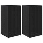 ZNTS Garden Planters 2 pcs Black 40x40x80 cm Poly Rattan 3210519