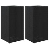 ZNTS Garden Planters 2 pcs Black 40x40x80 cm Poly Rattan 3210519