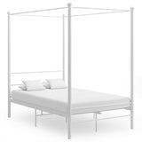 Bed Frame White Powder-coated metal 140 x 200 cm Bed Frame 325061