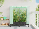 Garden Planter with Greenhouse Cover&Wheels 2 pcs Black PP 3422975