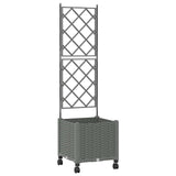 Garden Planter with Trellis&Wheels Light Grey 40 x 40 x 149 cm 3422942