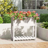 Planter with Shelf White 82.5x34.5x81 cm Solid Wood Pine 823760