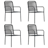 ZNTS 5 Piece Garden Dining Set Cotton Rope and Steel Black 3058279