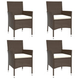 5 Piece Garden Bistro Set with Cushions Brown Poly Rattan 3187439
