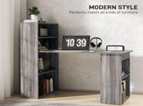 120cm Computer Desk, Wooden PC Laptop Table with 6-Tier Storage Bookshelves, Home Office Working T3398P329498