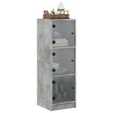 Highboard with Glass Doors Concrete Grey 35x37x109 cm 836388