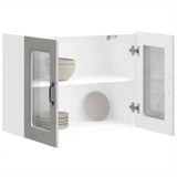 Kitchen Wall Cabinet with Glass Door Kalmar Concrete Grey Engineered Wood 853611