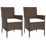 3 Piece Garden Bistro Set with Cushions Brown Poly Rattan 3187438