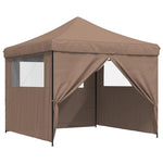 ZNTS Foldable Party Tent Pop-Up with 4 Sidewalls Brown 4004932