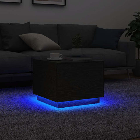 ZNTS Coffee Table with LED Lights Black Oak 50x50x40 cm 862259