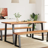 ZNTS Dining Table with Live Edge 160x80x75 cm Solid Wood Acacia 353290