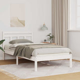 Bed Frame White 90 x 200 cm Solid Pine Wood 872348