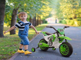 12V Kids Electric Motorcycle Ride-On, with Training Wheels, for Ages 3-6 Years - Green T3398P348283