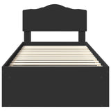 Bed Frame with Headboard Black 90 x 200 cm Solid Pine Wood 3412944