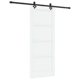 Sliding Door White and Black 83 x 202 cm Solid Pine Wood 3445515