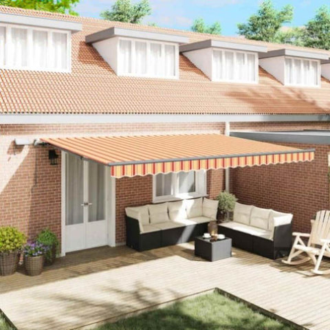 Retractable Awning Manual Yellow and orange 500 x 300 cm Fabric 3331248