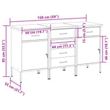 Work Cabinet with Drawer 3 pcs Black and Grey 150 x 55 x 85 cm 3321370