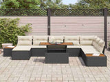 Garden Sofa Set with Storage 9 pcs Black Poly rattan 3358831