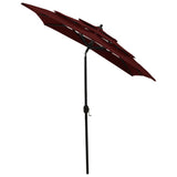 3-Tier Garden Parasol with Aluminium Pole Bordeaux Red 2x2 m 313848