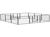 12 Panels Heavy Duty Puppy Playpen, for Small Dogs, Indoor and Outdoor Use - Silver T3398P349725