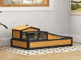 Wooden Tortoise House with Balcony, Tray, Roof, for Indoor and Outdoor, Yellow T3398P349999