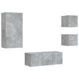 5 Piece TV Wall Units with LED Concrete Grey Engineered Wood 3216828