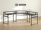 'L' Shaped Work Desk, with LED Lights - Black T3398P344516